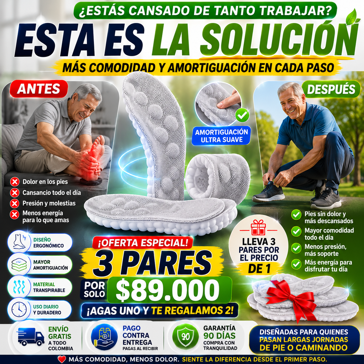Plantillas Ergonómicas™ | Deja atrás el cansancio al caminar