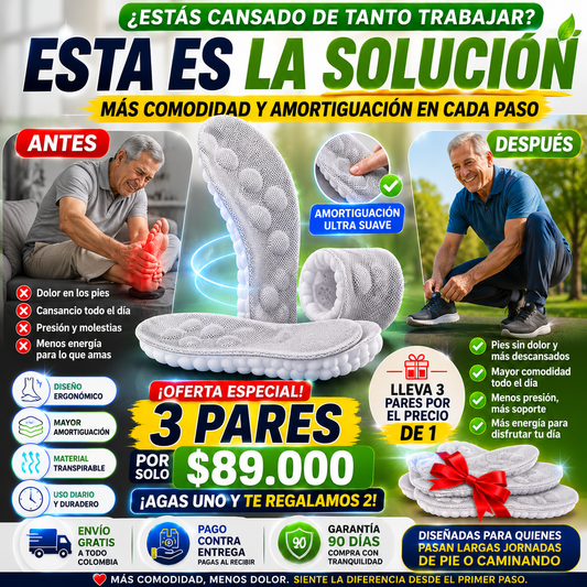 Plantillas Ergonómicas™ | Deja atrás el cansancio al caminar